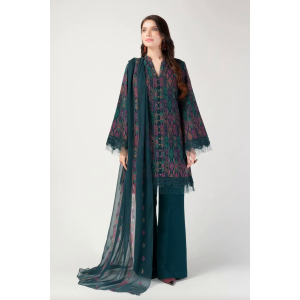 Embroidered Lawn 3pc with Embroidered Crinkle Chiffon Dupatta- GA2026