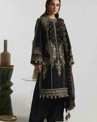 3PC Embroidered Lawn Suit with Printed Chiffon Dupatta -GA2001