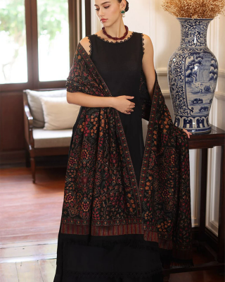 3PC Dhanak Suit with Heavy Embroidered Shawal -GA1977