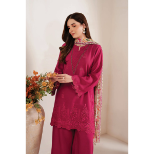 Baroque 3PC Embroidered Chickenkari Lawn with Chiffon Dupatta -GA2048