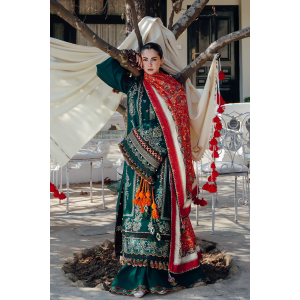 3PC Embroidered Lawn Suit with Printed Chiffon Dupatta -GA2007