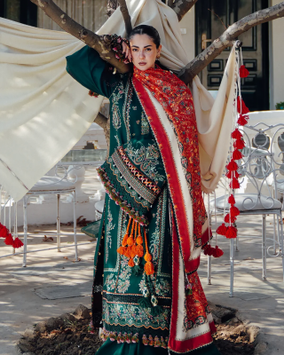 3PC Embroidered Lawn Suit with Printed Chiffon Dupatta -GA2007
