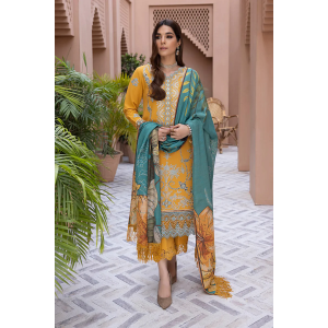 Winter 3PC Embroidered Dhanak with Printed Shawl - GA1785