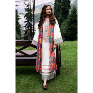 Sapphire White Embroidered Lawn 3pc with Bamber Chiffon Dupatta- GA2011