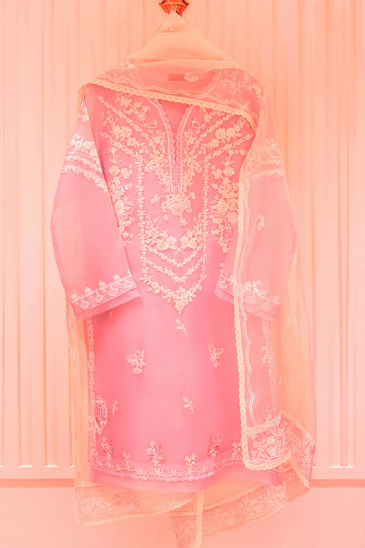 Heavy Embroidered  with Embroidered Organza dupatta-Ga1659