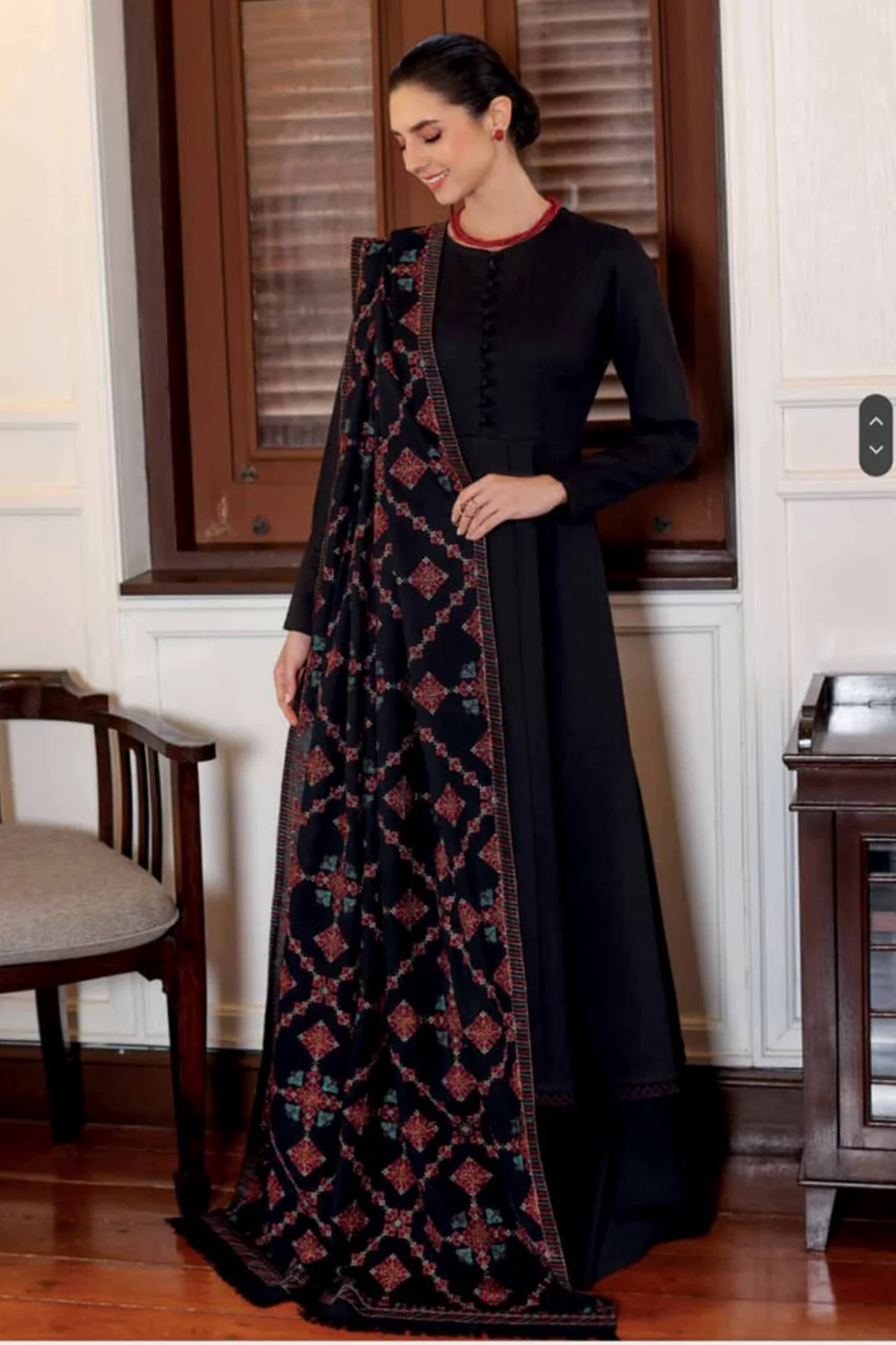 3PC Dhanak with Embroidered Shawl - GA1789