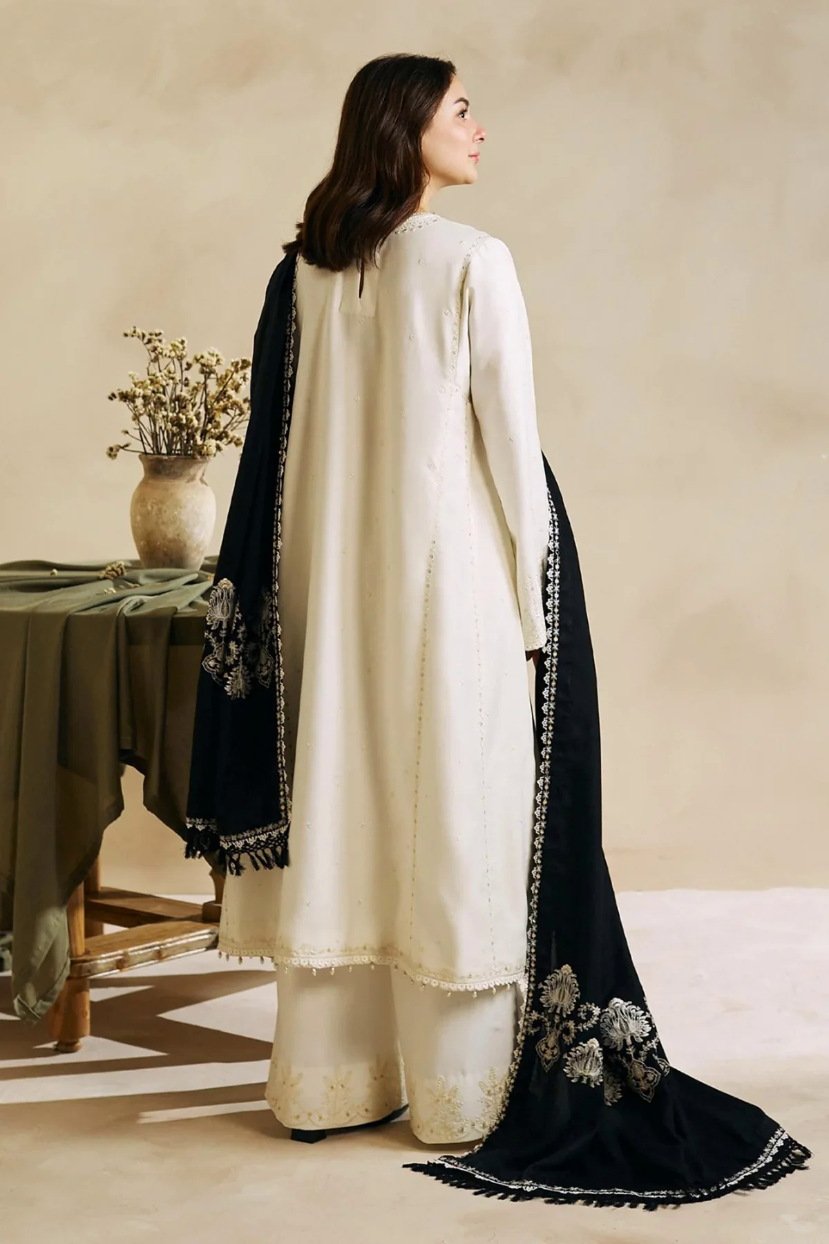 3PC Embroidered Dhanak with Embroidered Shawl - GA1791 3PC Embroidered Dhanak with Embroidered Shawl - GA1791