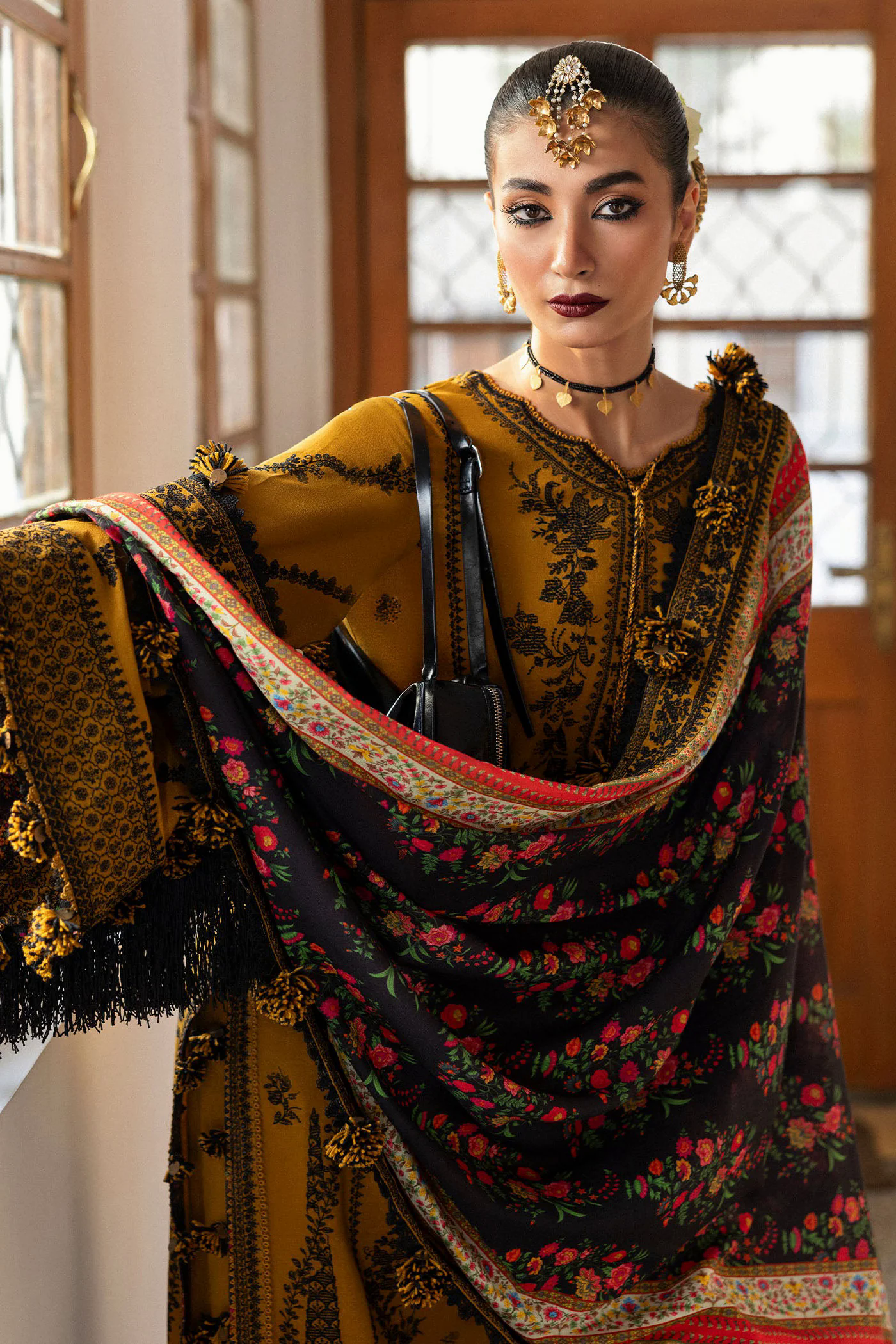 3PC Embroidered Lawn Suit with Printed Chiffon Dupatta -GA2009