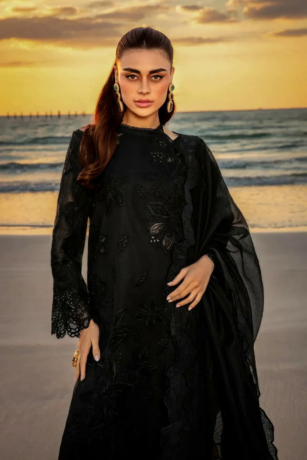 3PC Lawn Embroidered Shirt with Embroidered Khadi Net Dupatta - GA2017