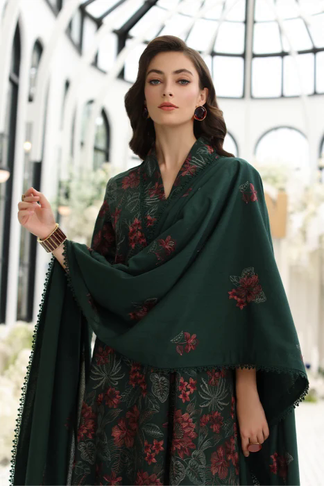 3PC Embroidered Dhanak Suit with Heavy Embroidered Shawal -GA1967 3PC Embroidered Dhanak Suit with Heavy Embroidered Shawal -GA1967