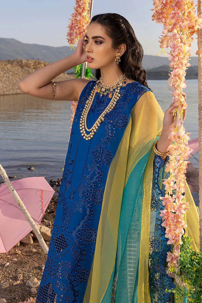 3PC Embroidered Lawn Suit with Organza Dupatta - GA10273