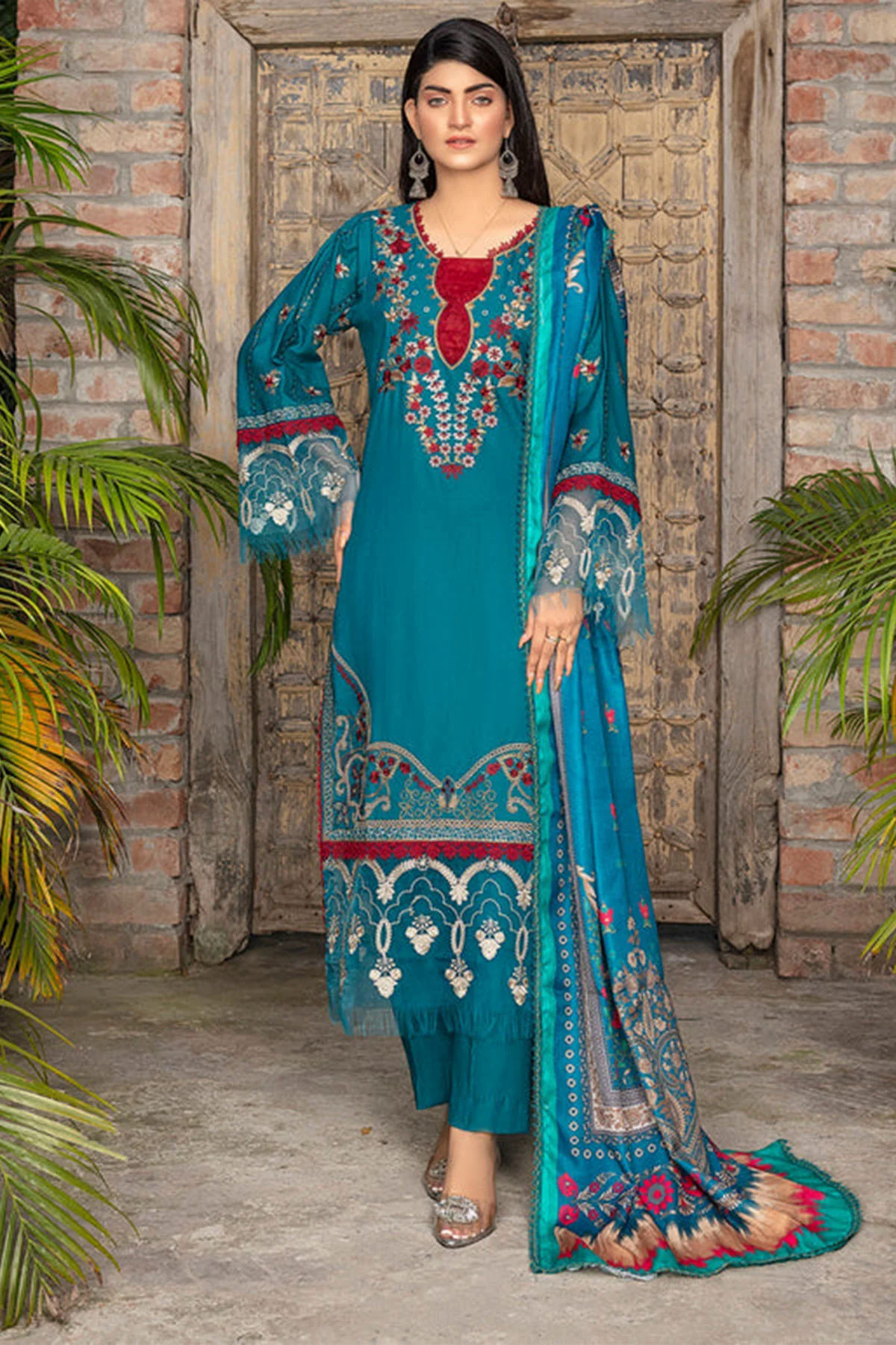 Mahrosh Luxury Embroidered Dhanak 3pc With Printed Whool Shawal-GA1935