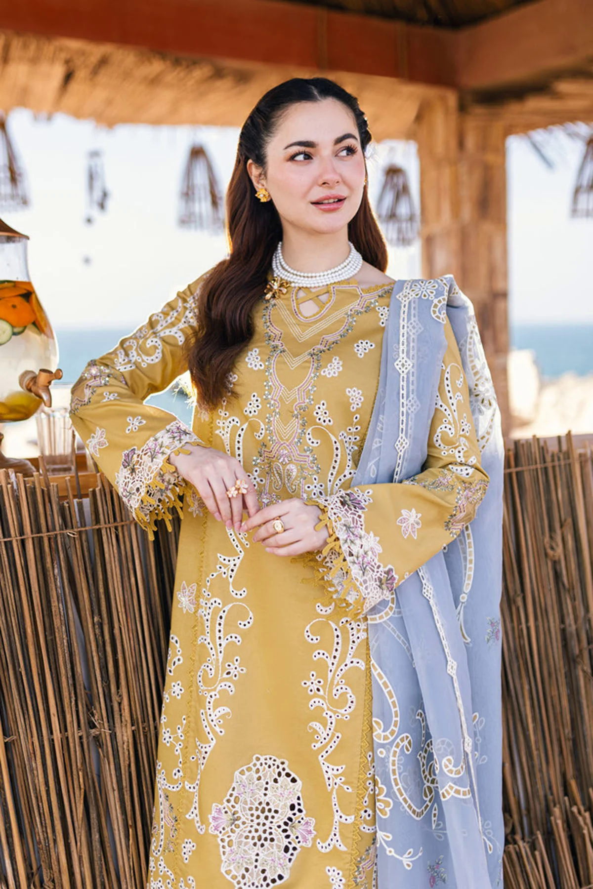 Embroidered Lawn 3pc with Embroidered Slub Net dupatta-GA1894