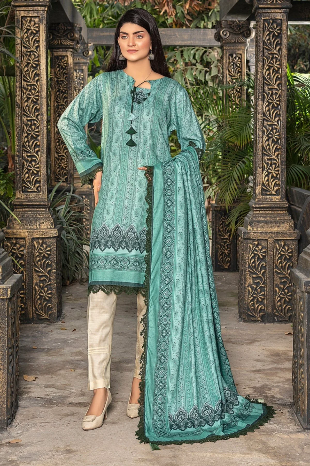 Gulnar Printed Slub Linen 3pc-GA1938