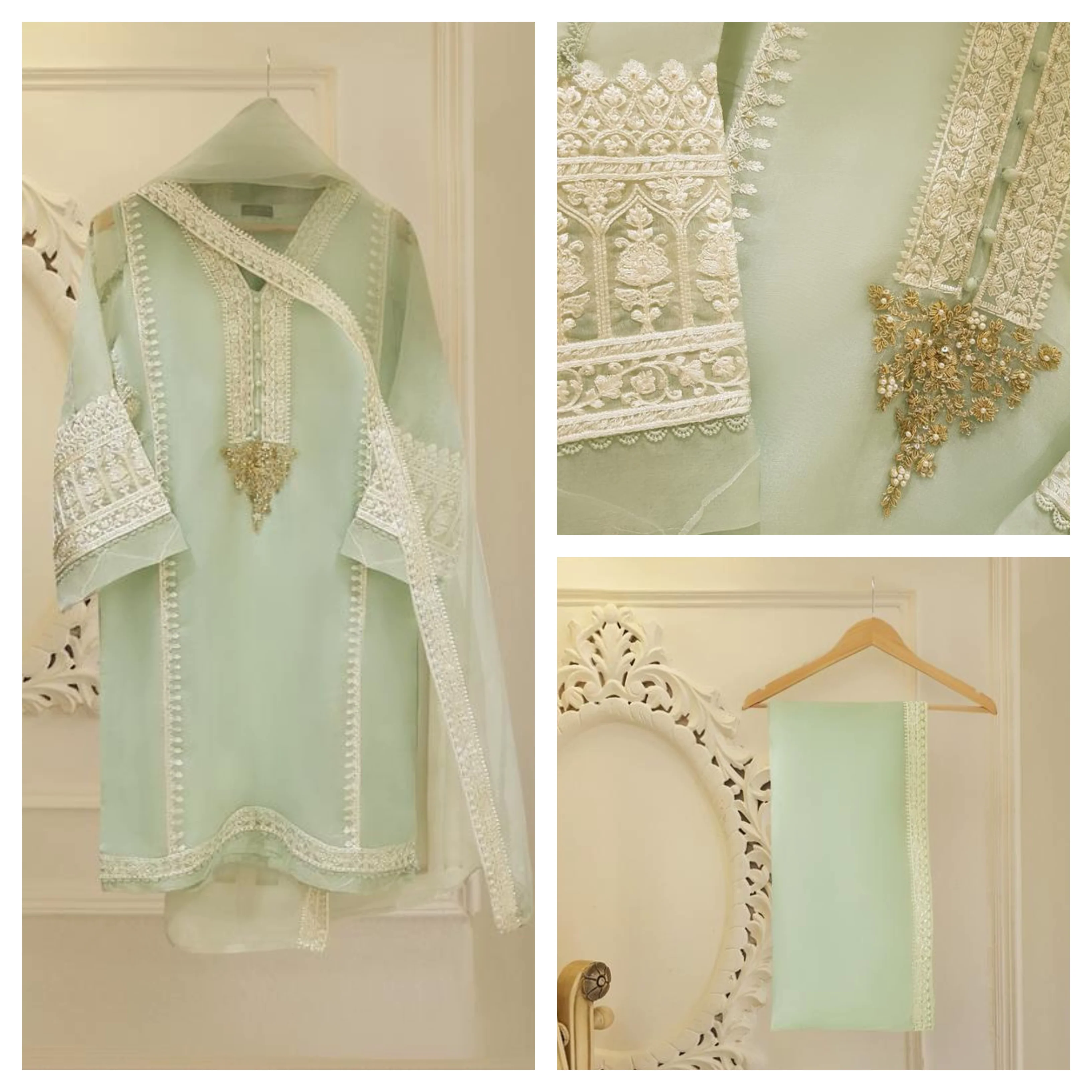 Heavy Embroidered with hand work 3pc with organza dupatta-GA10166 Heavy Embroidered with hand work 3pc with organza dupatta-GA10166