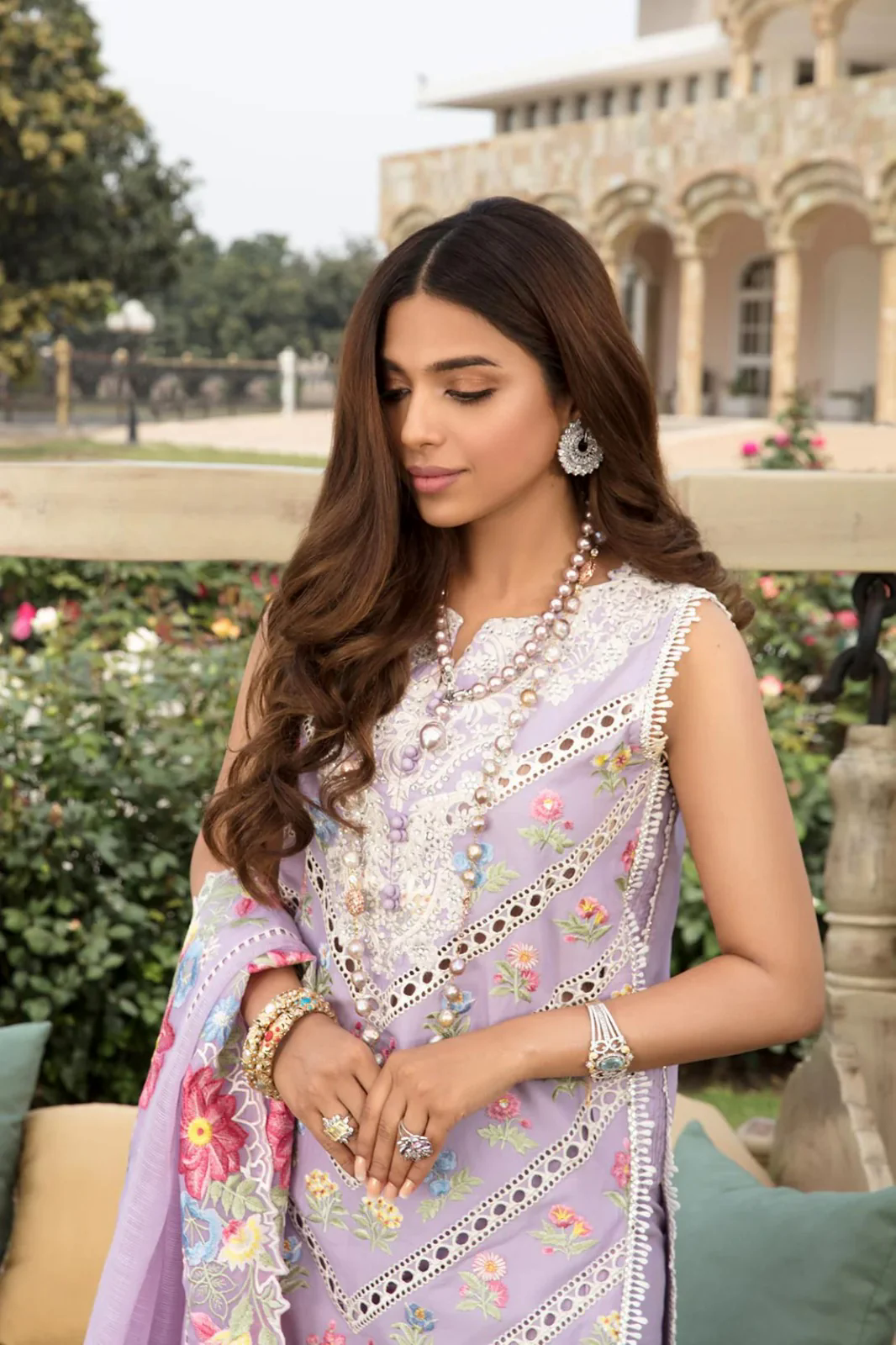 Crimson Purple Embroidered Lawn 3pc with Embroidered Slub Net dupatta-GA1724