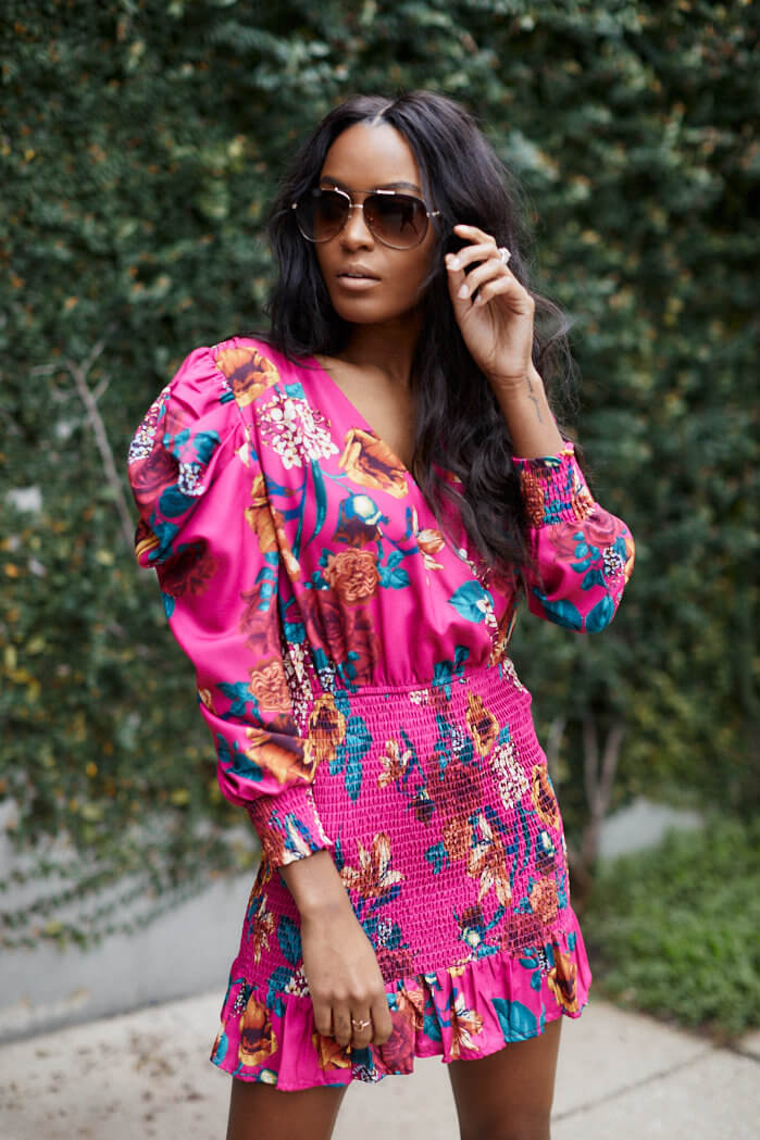 Edison Puff Sleeve Floral Smocked Dress