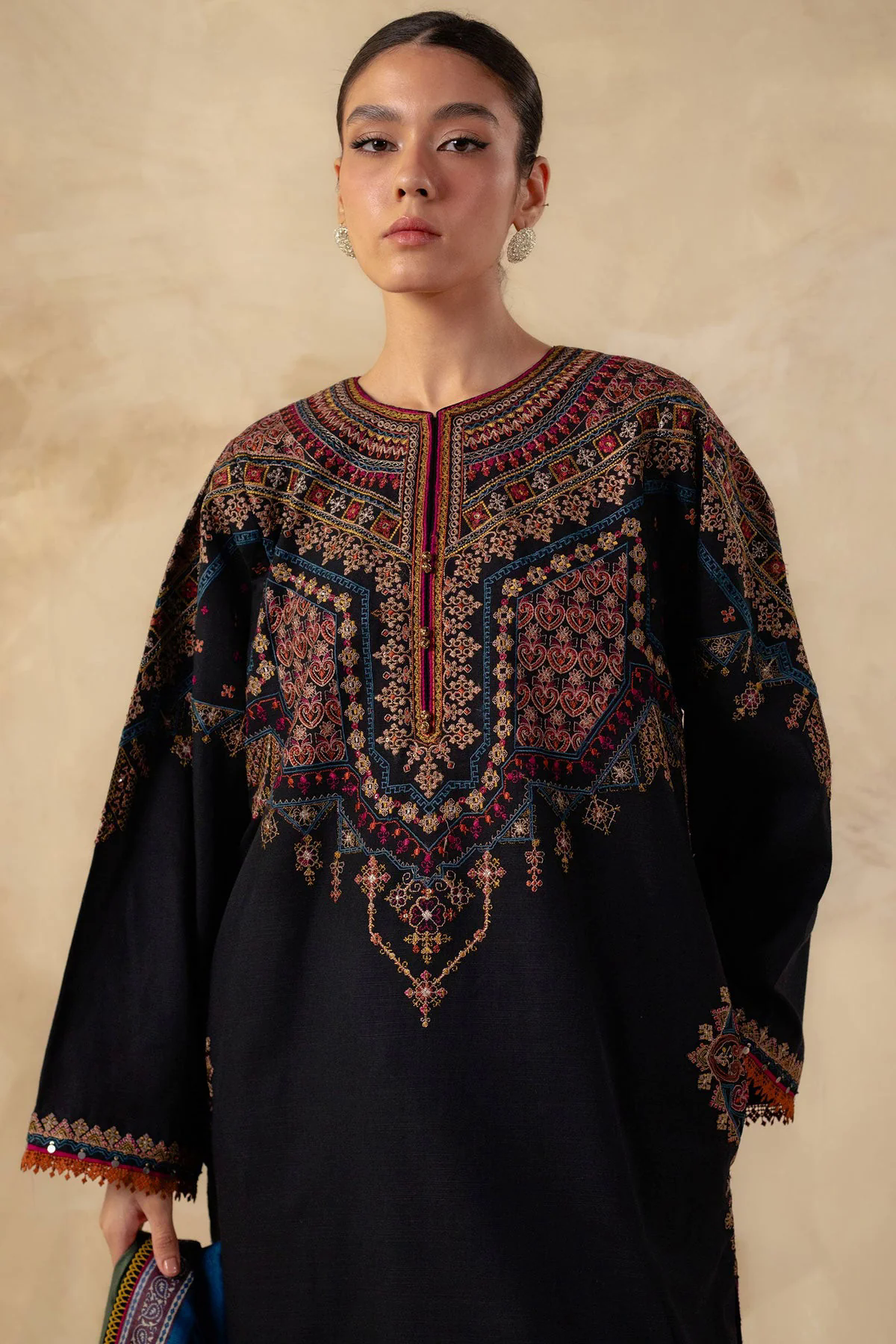 3PC Embroidered Dhanak with Printed Shawl - GA1783