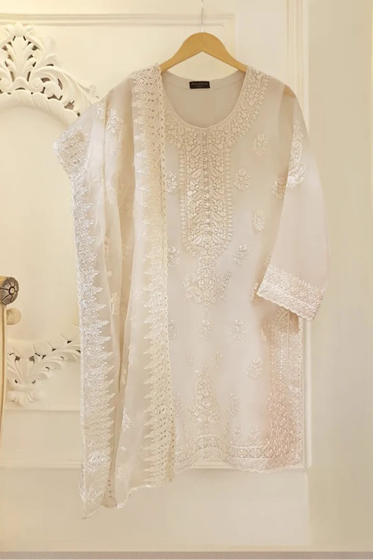 Heavy Embroidered  with Embroidered Organza dupatta-Ga1661