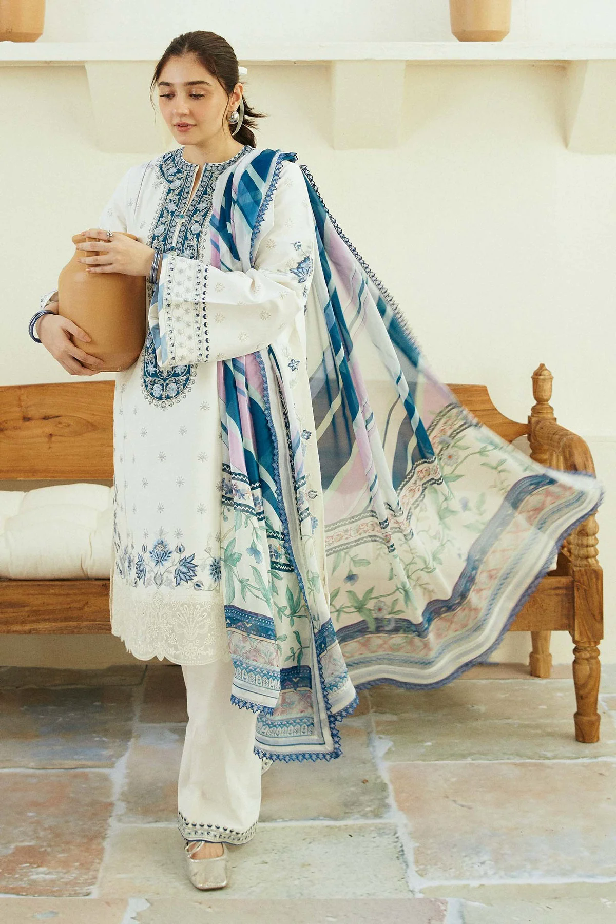 Embroidered Lawn 3pc with Silk Printed Chiffon Dupatta - GA1888 Embroidered Lawn 3pc with Silk Printed Chiffon Dupatta - GA1888