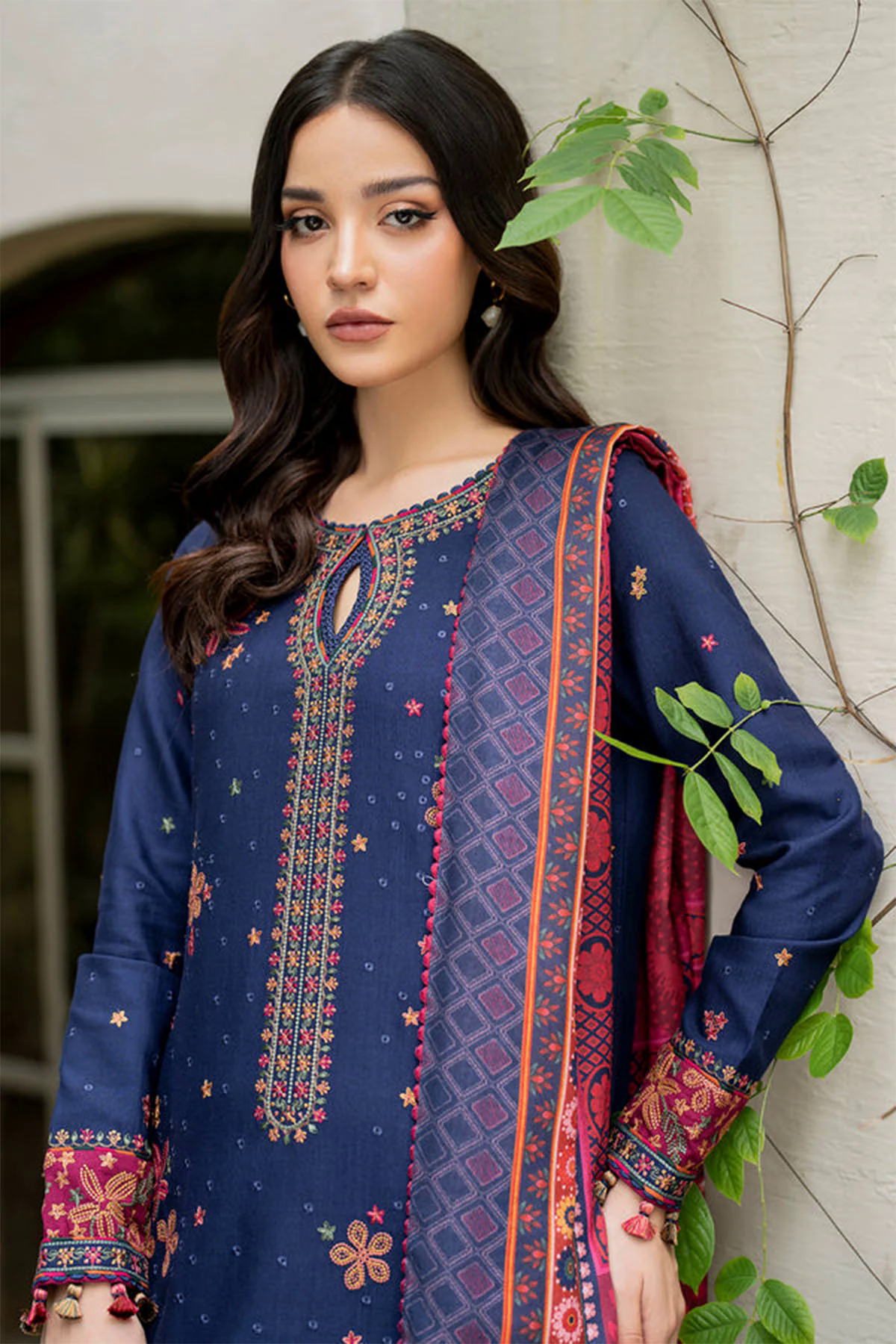 Embroidered Dhanak 3pc with Whool Shawal- GA1971