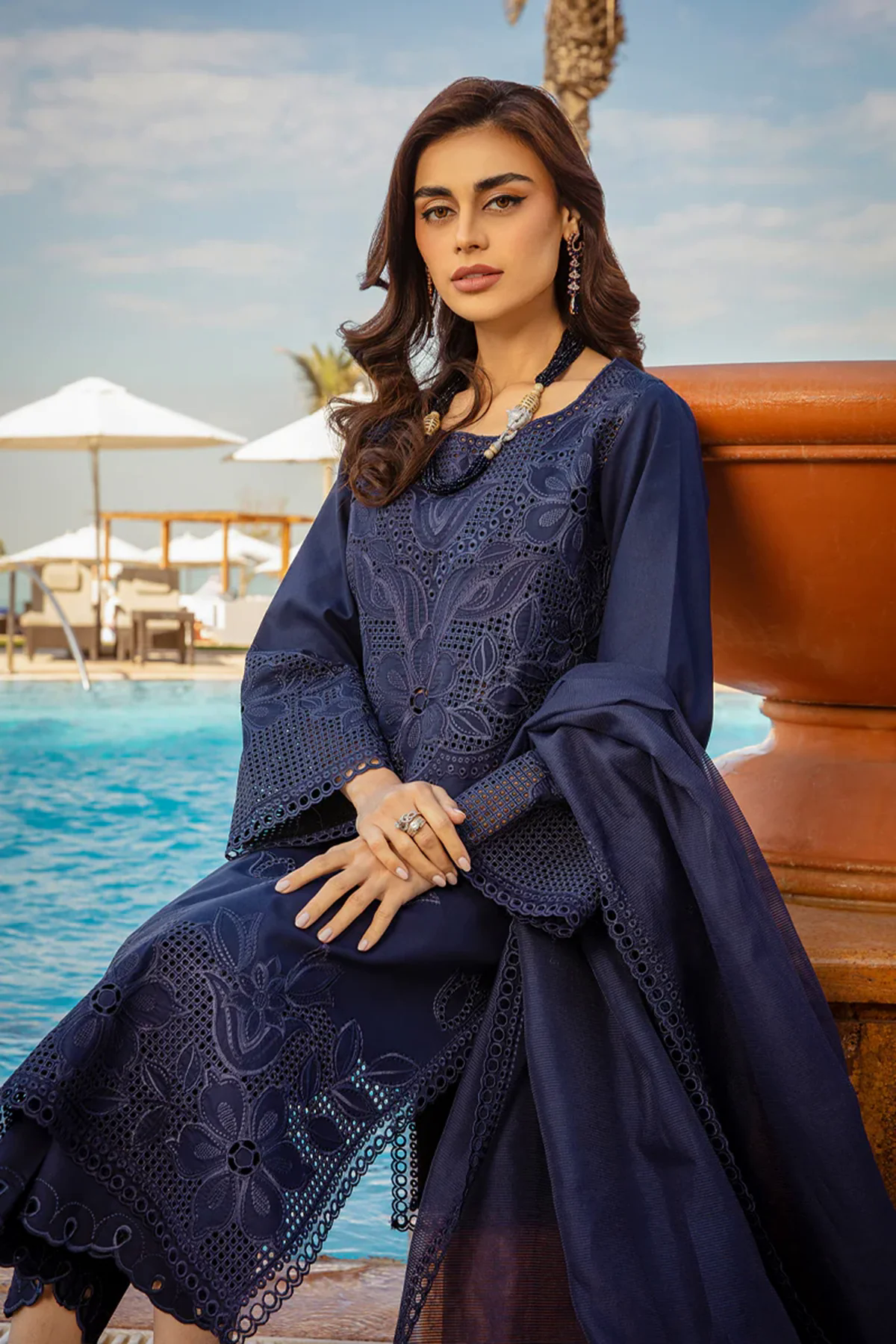 3PC Lawn Embroidered Shirt with Embroidered Khadi Net Dupatta - GA2018
