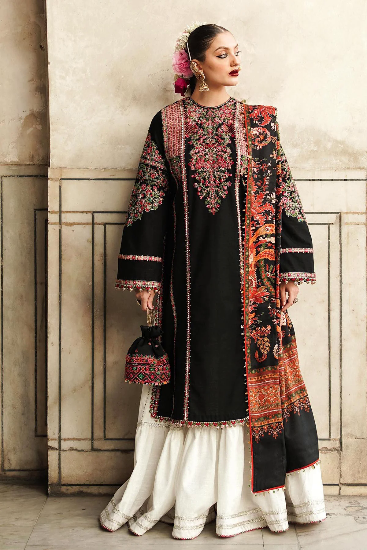 3PC Embroidered Lawn Suit with Printed Chiffon Dupatta -GA2004