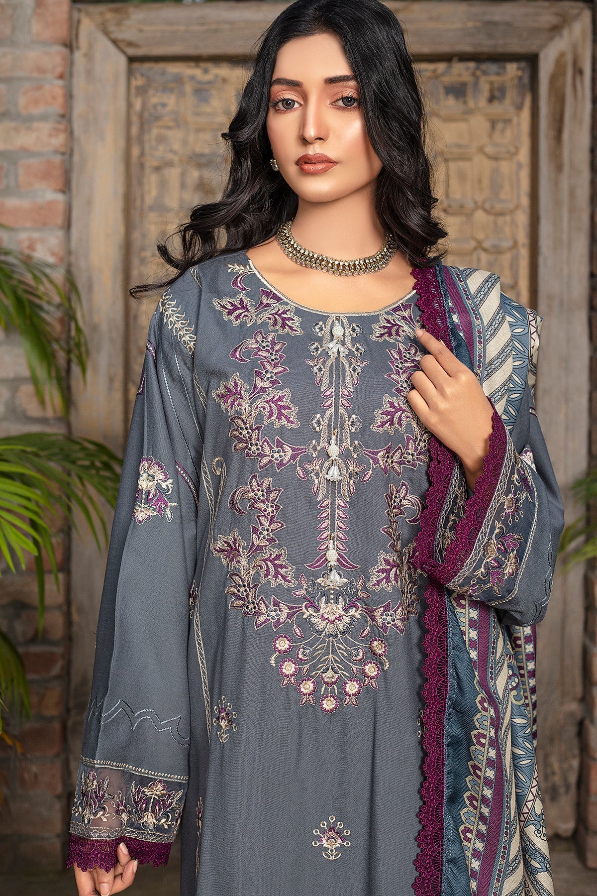 Firooja Luxury Embroidered Dhanak 3pc With Printed Whool Shawal-GA1940 Firooja Luxury Embroidered Dhanak 3pc With Printed Whool Shawal-GA1940