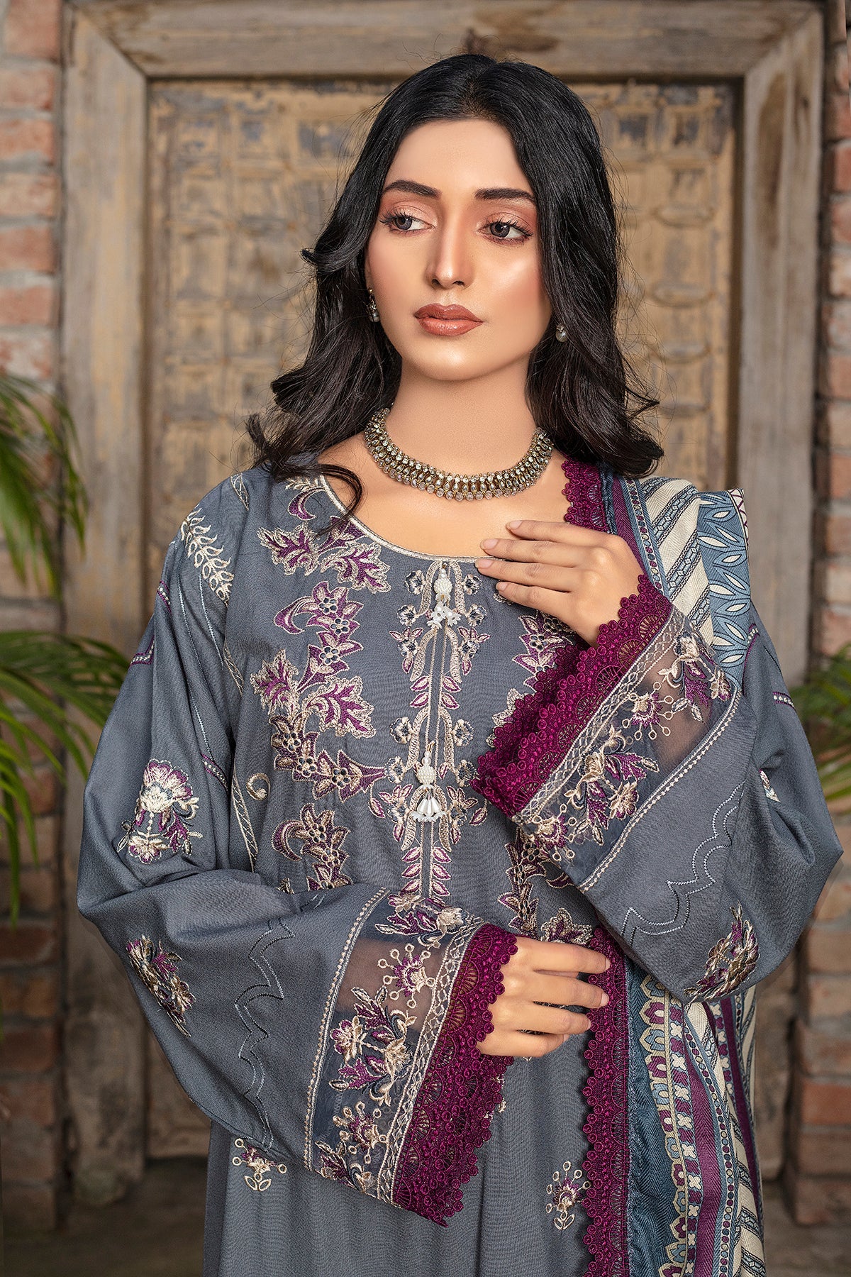 Firooja Luxury Embroidered Dhanak 3pc With Printed Whool Shawal-GA1940 Firooja Luxury Embroidered Dhanak 3pc With Printed Whool Shawal-GA1940
