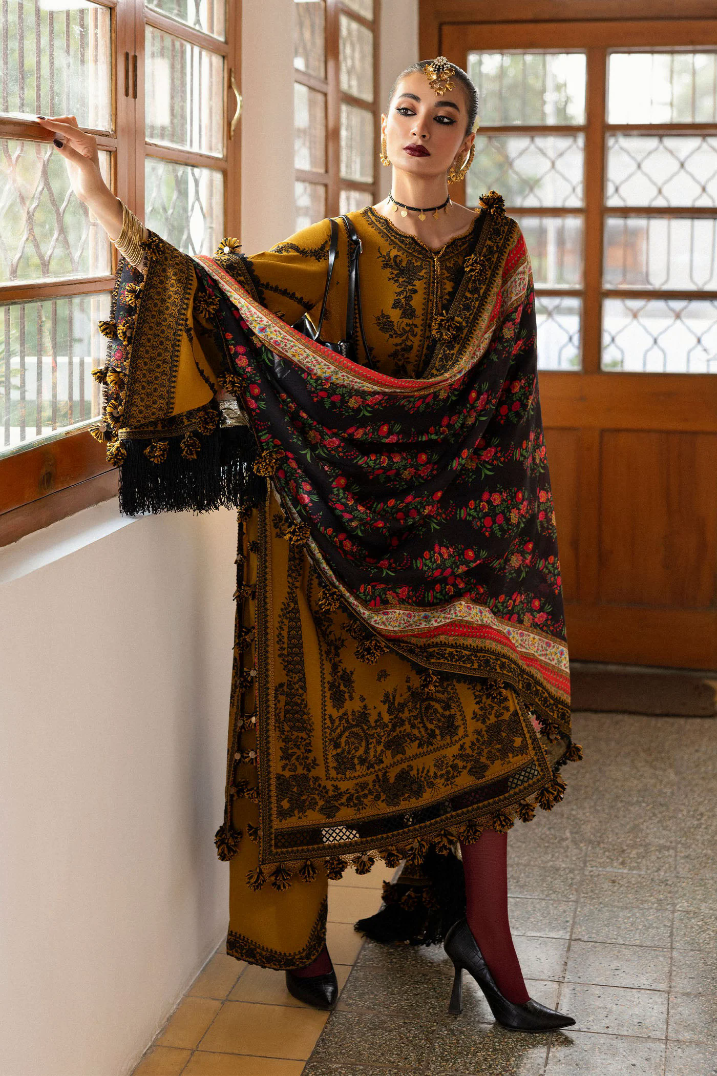 3PC Embroidered Lawn Suit with Printed Chiffon Dupatta -GA2009
