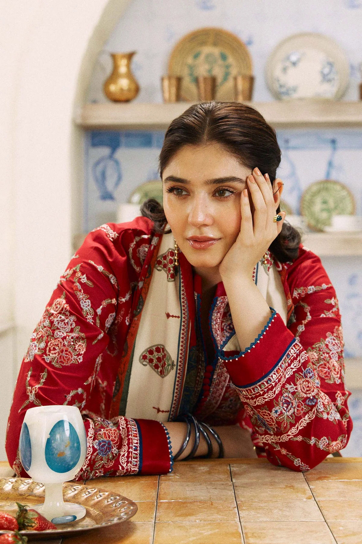 Embroidered Lawn 3pc with Silk Printed Chiffon Dupatta - GA1890