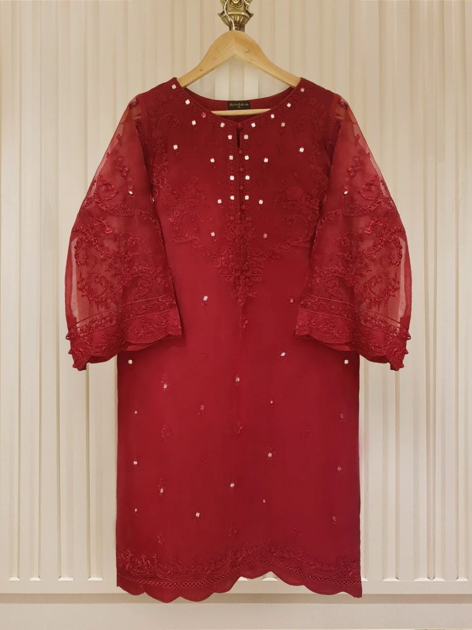 Heavy Embroidered with Mirror Work organza dupatta-GA10191 Heavy Embroidered with Mirror Work organza dupatta-GA10191