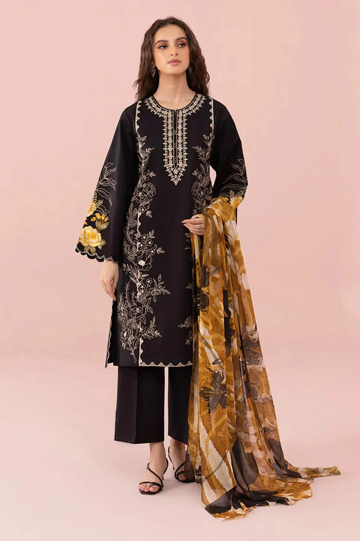 Sapphire 3PC Dhanak with Printed chiffon duppata - GA1790