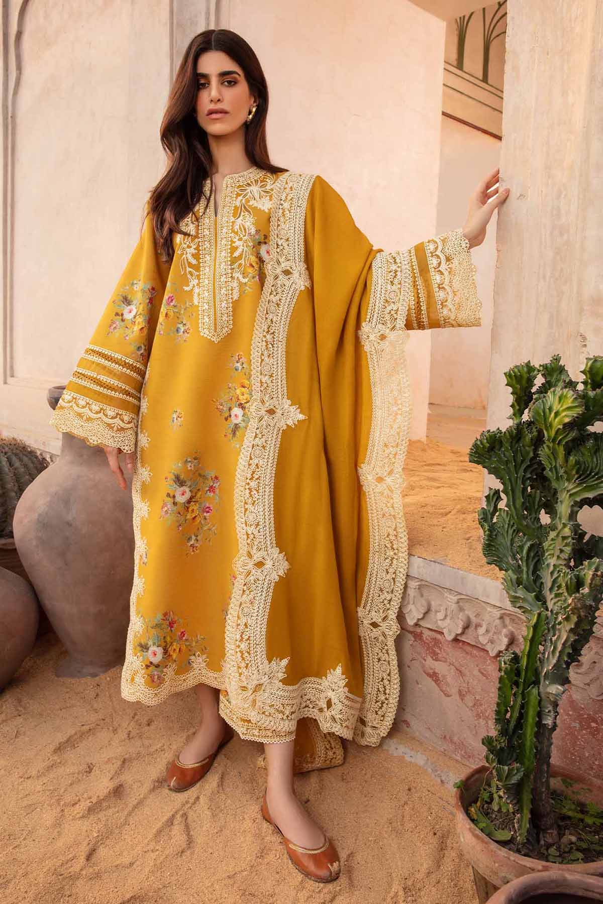 Crimson Luxury 3PC Embroidered Lawn with Embroidered Chiffon Dupatta- GA1802