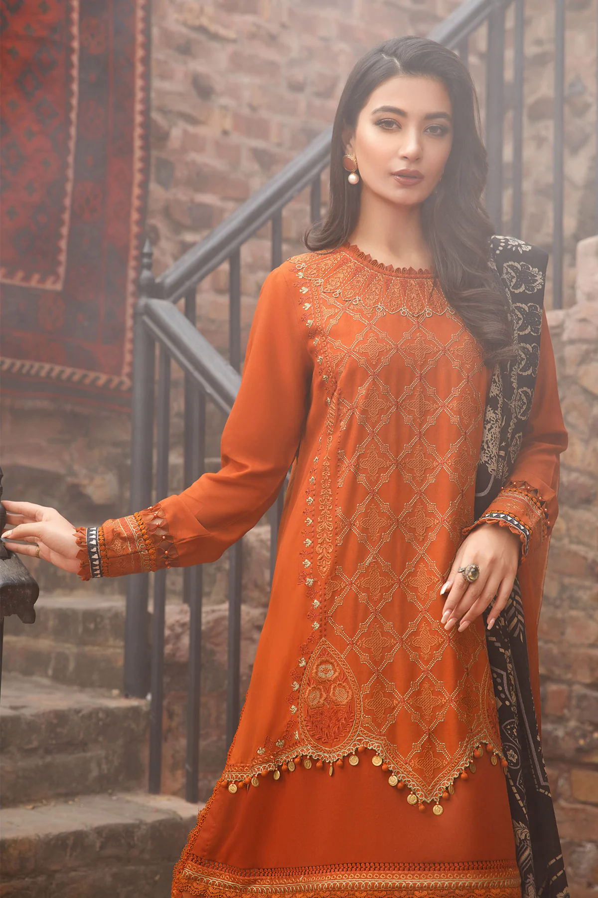 3PC Fully Embroidered Dhanak Suit - GA1615 3PC Fully Embroidered Dhanak Suit - GA1615