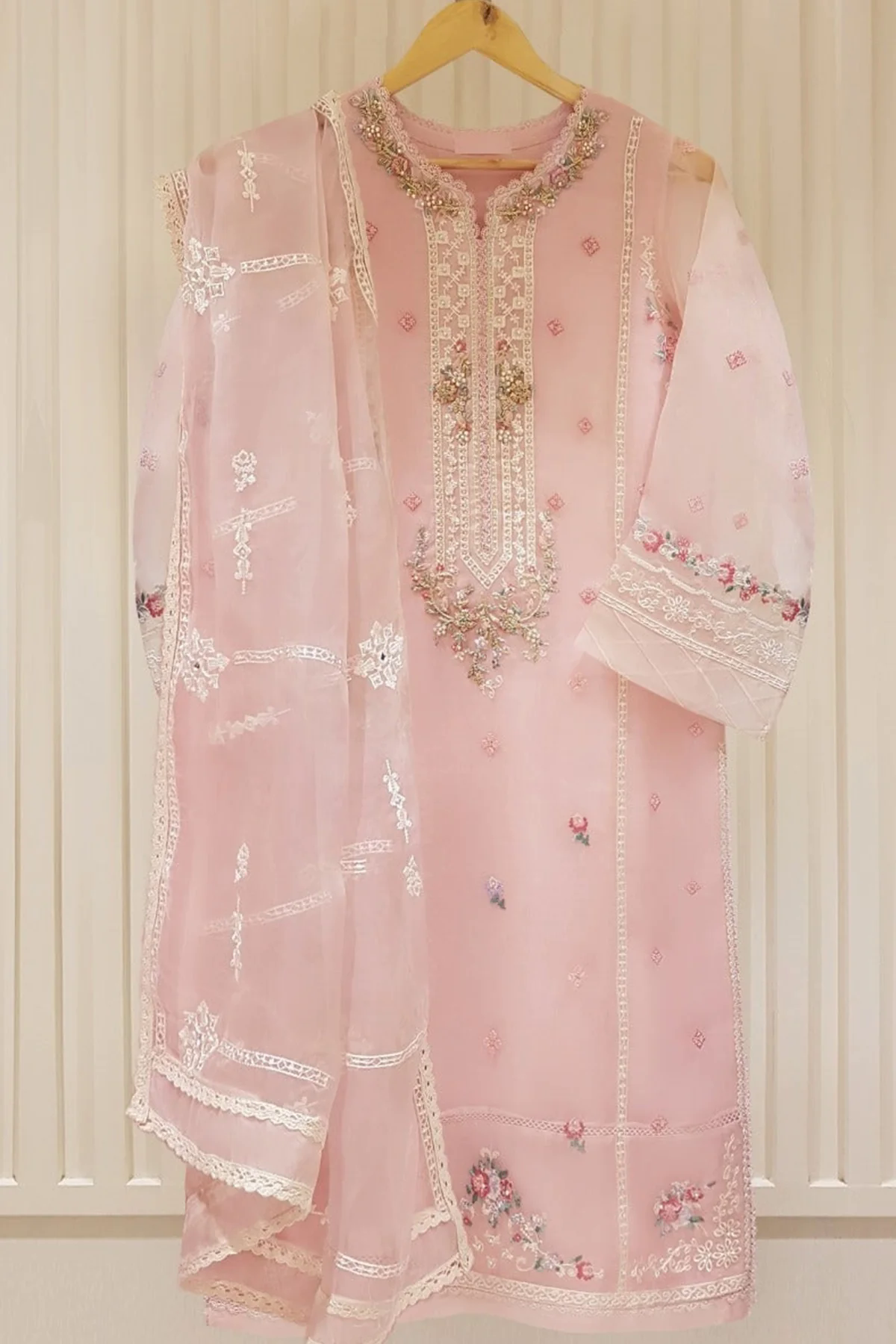 Heavy Embroidered  with Embroidered Organza dupatta-Ga1747