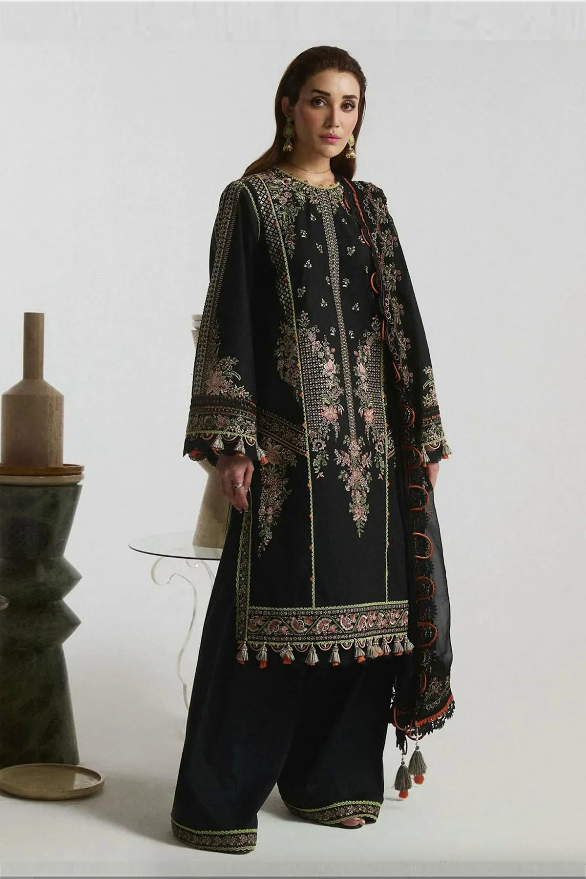 3PC Embroidered Lawn Suit with Printed Chiffon Dupatta -GA2001