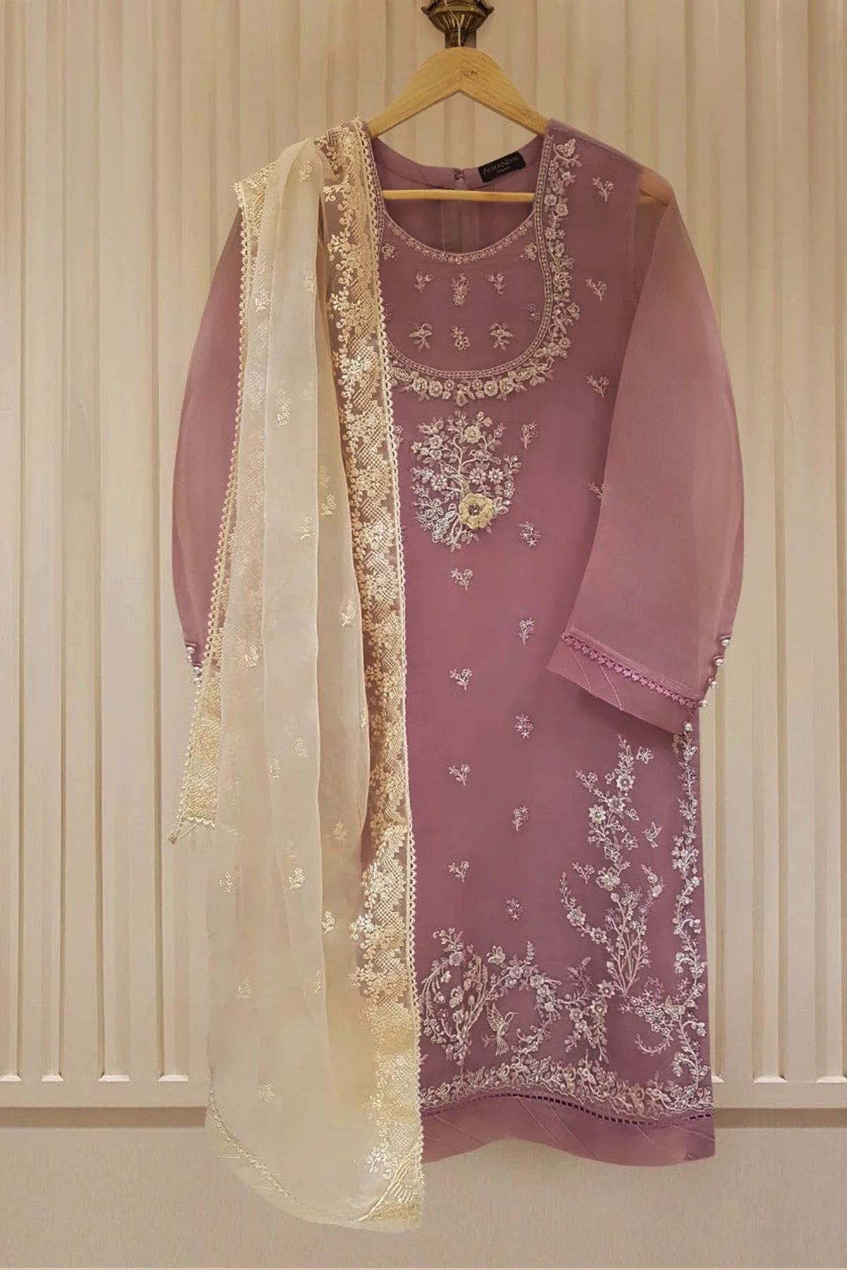 Heavy Embroidered  with Embroidered Organza dupatta-Ga1660