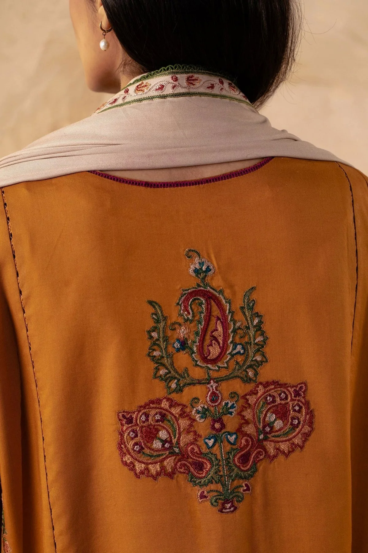 3PC Embroidered Dhanak with Dhanak Embroidered Shawl - GA1774 3PC Embroidered Dhanak with Dhanak Embroidered Shawl - GA1774
