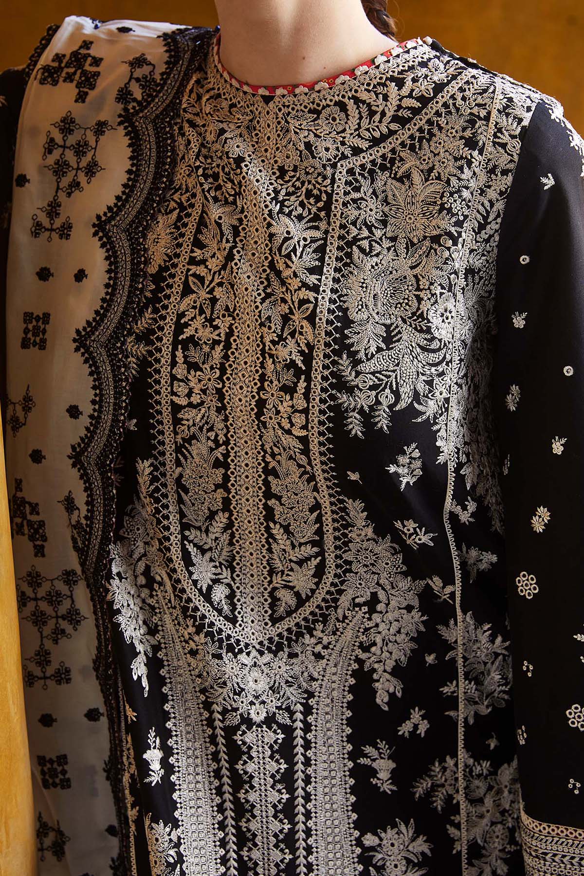 3PC Embroidered Lawn Suit with Printed Cotton Slub Net Dupatta -GA2003