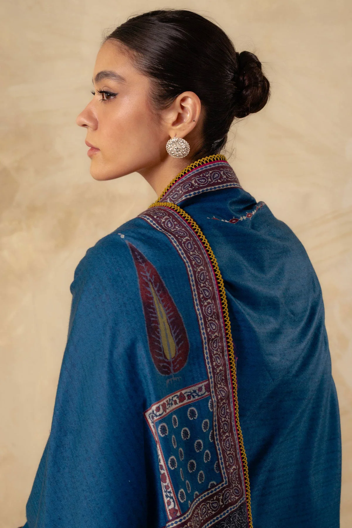 3PC Embroidered Dhanak with Printed Shawl - GA1783
