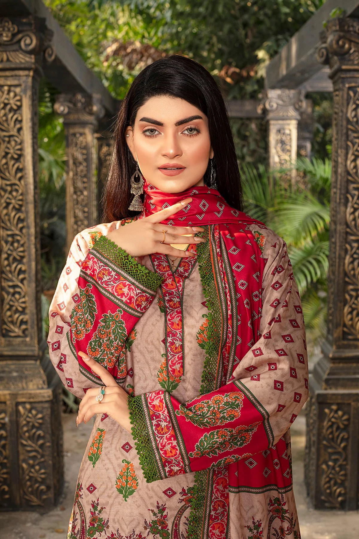 Mahtab Printed Slub Linen 3pc-GA1932