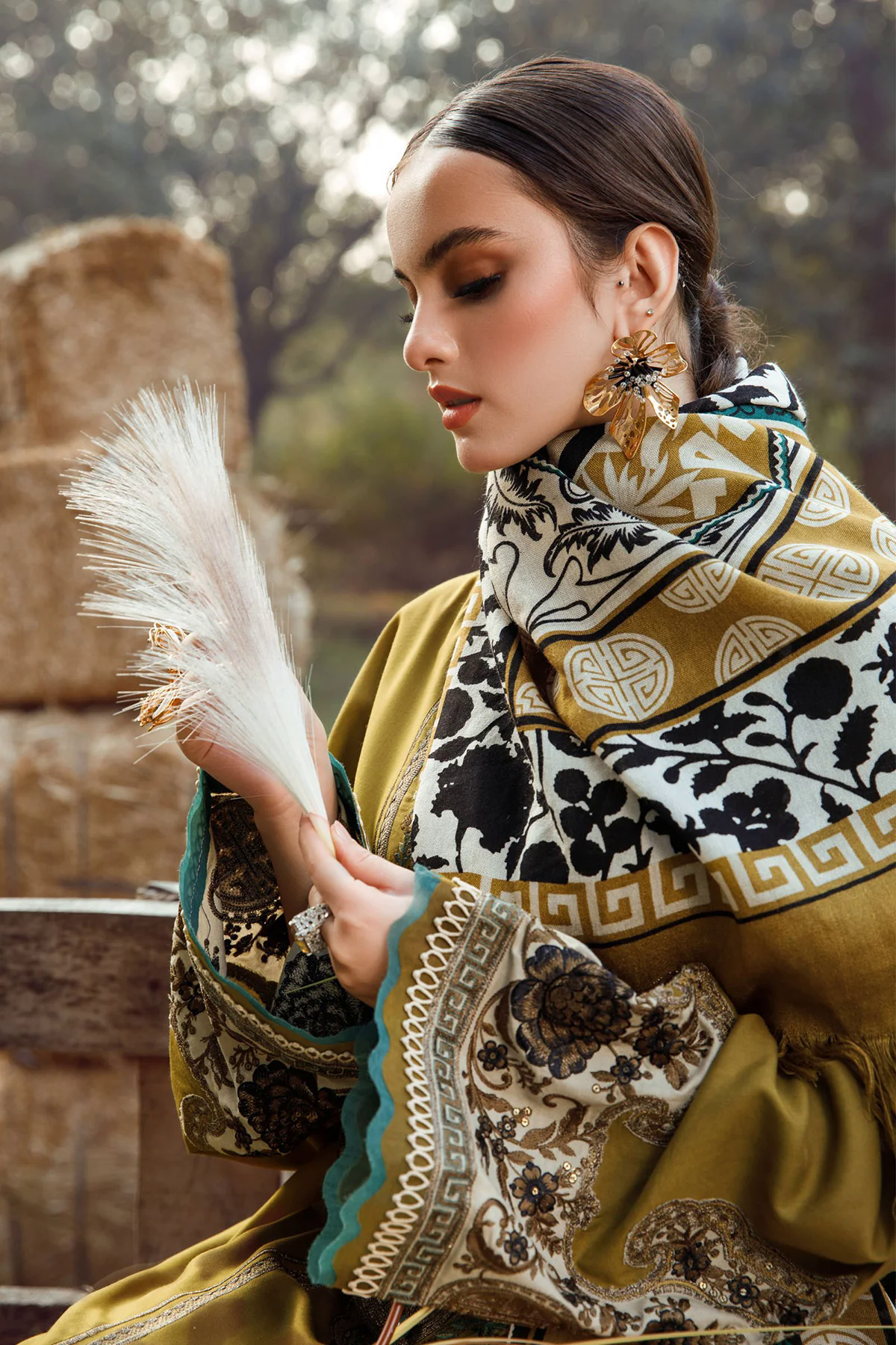 3PC Fully Embroidered Dhanak Suit - GA1613 3PC Fully Embroidered Dhanak Suit - GA1613