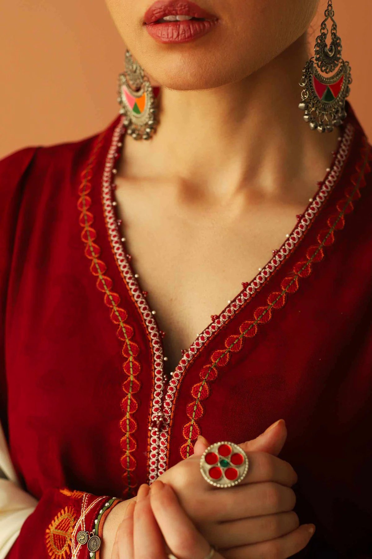 3PC Embroidered Dhanak with Embroidered Dhanak Shawl - GA1754