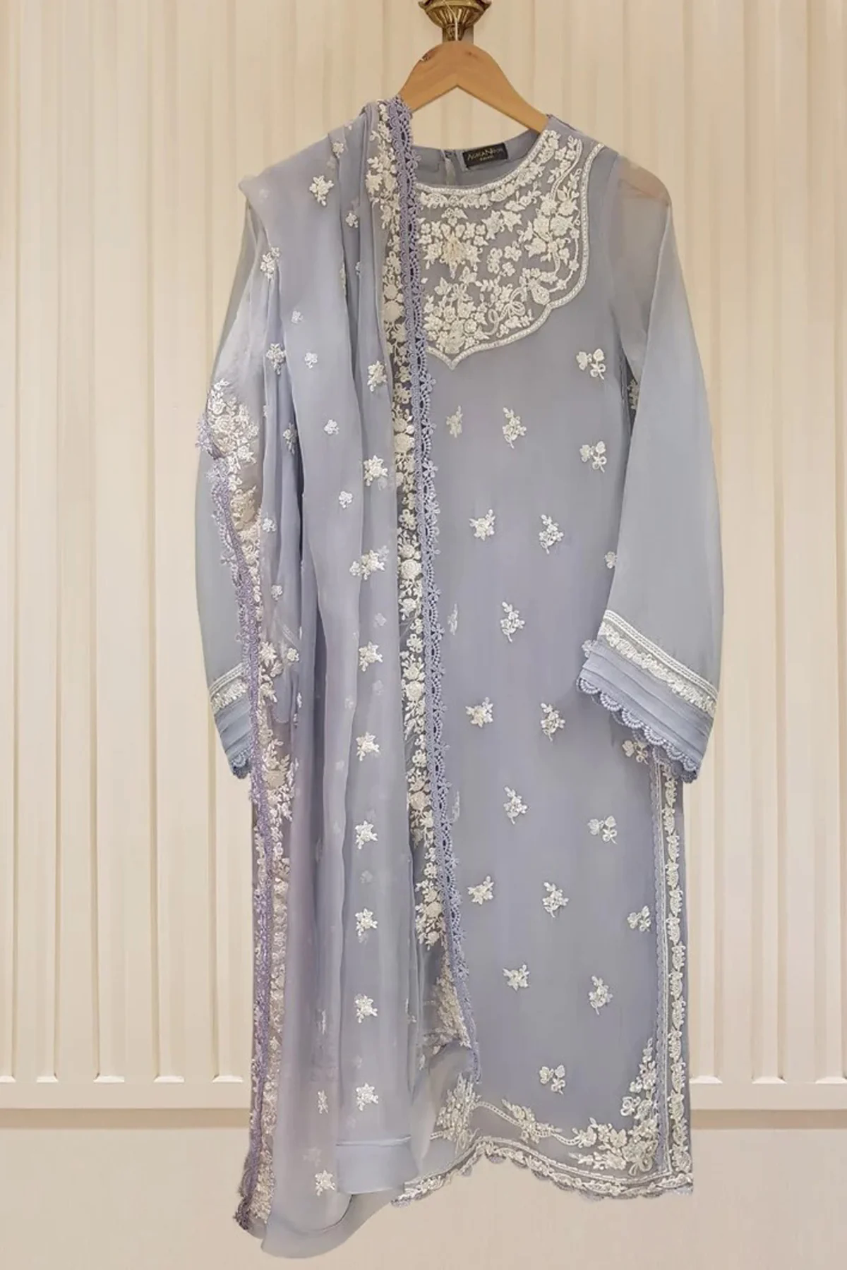 Heavy Embroidered  with Embroidered Organza dupatta-Ga1658