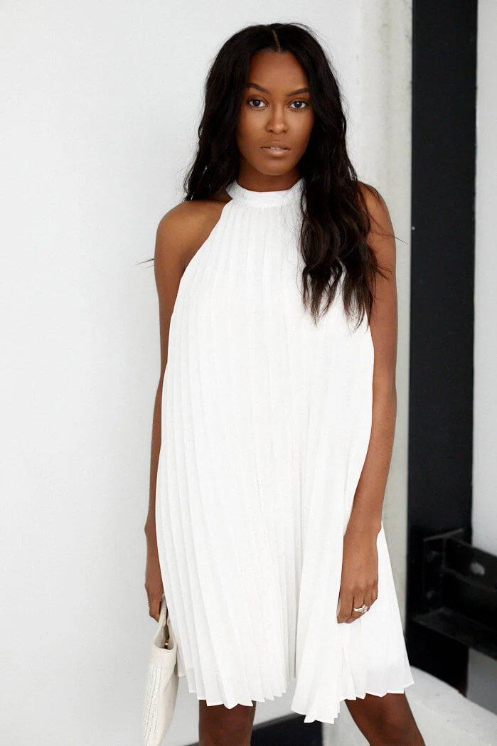 Berkeley Halter Neck Pleated Dress