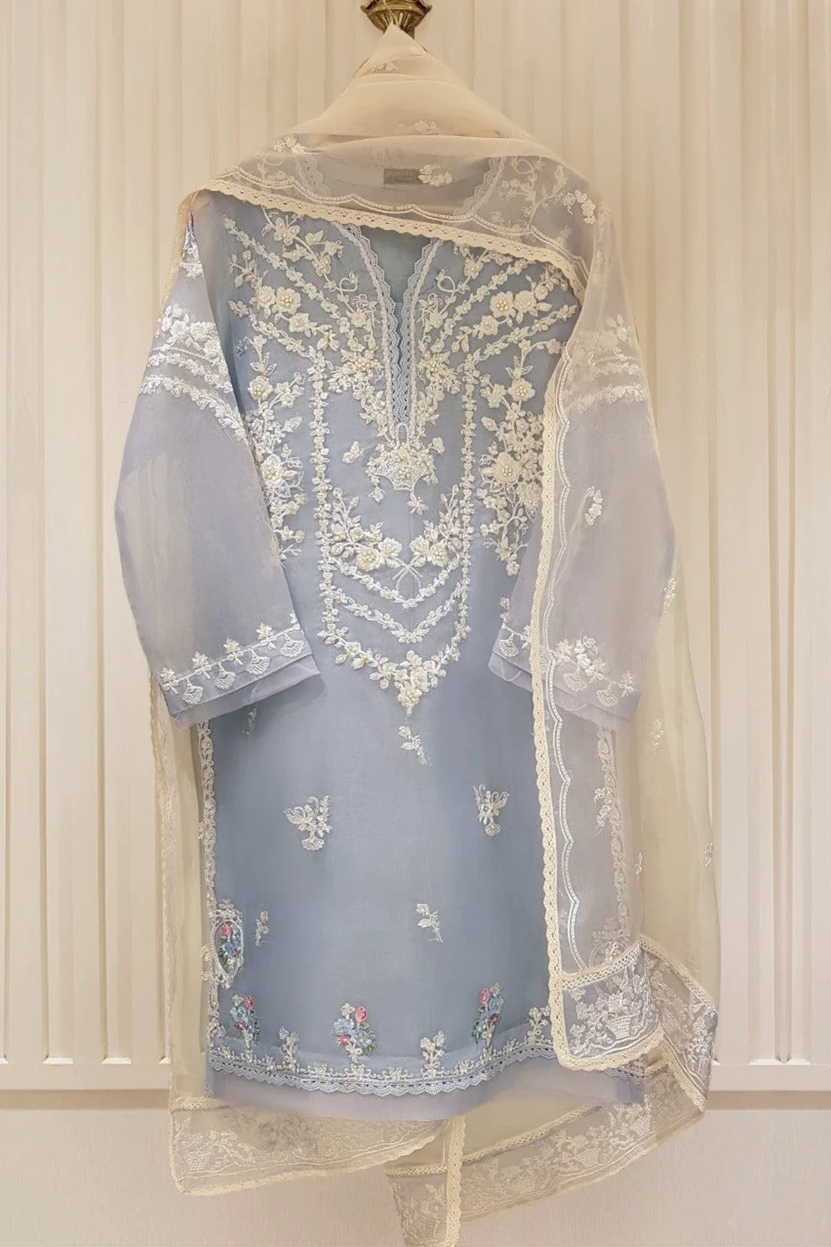 Heavy Embroidered  with Hand Work  organza dupatta-GA1624