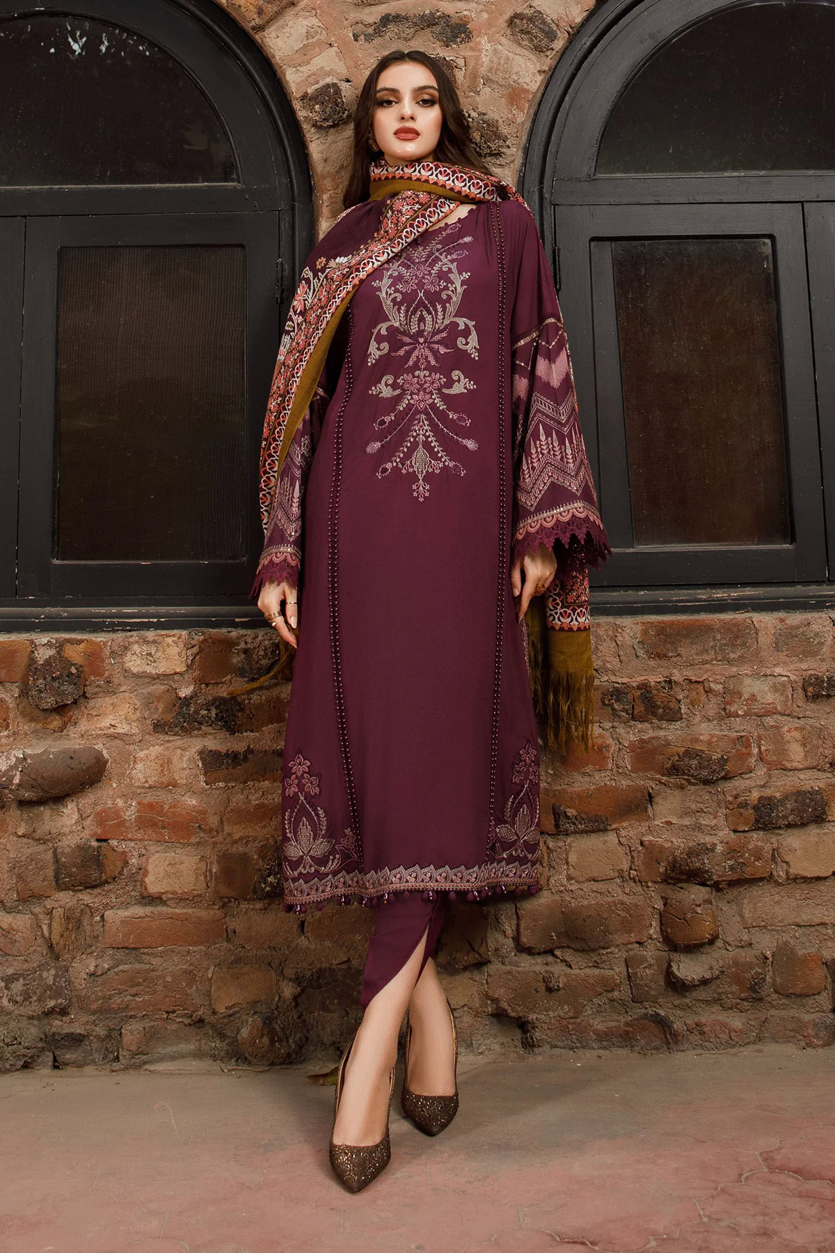 3PC Fully Embroidered Dhanak Suit - GA1607 3PC Fully Embroidered Dhanak Suit - GA1607