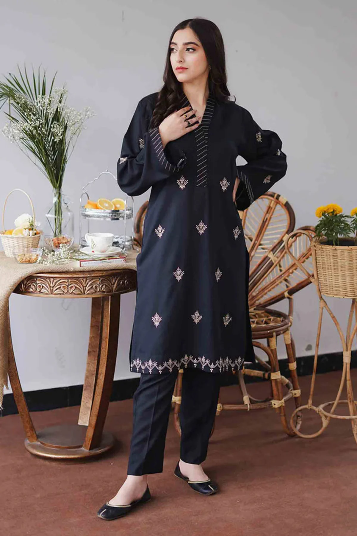 Aisling 3PC Embroidered Dhanak with Embroidered Dhanak Shawl - GA1760 Aisling 3PC Embroidered Dhanak with Embroidered Dhanak Shawl - GA1760