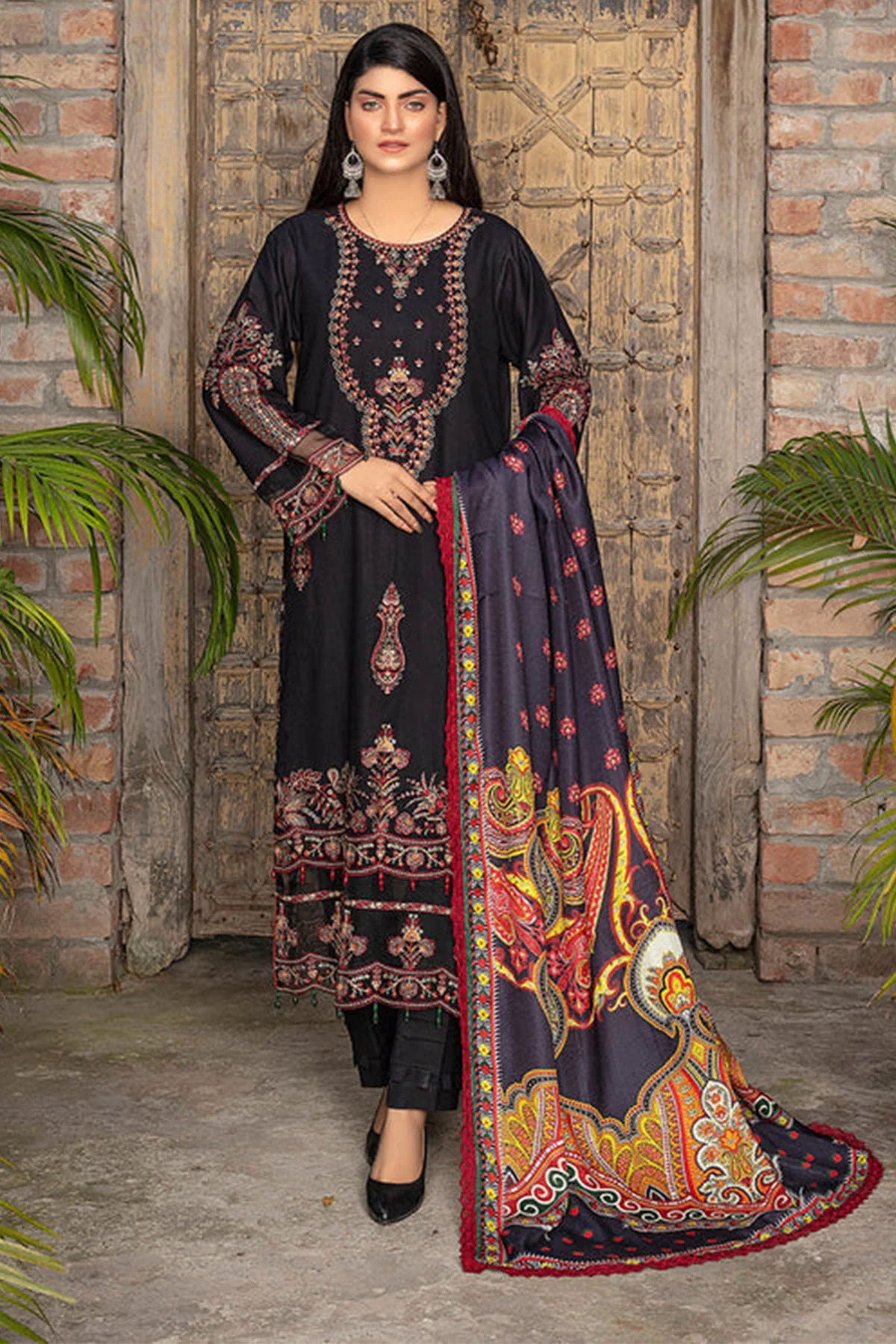 Niyosha Embroidered Dhanak 3Pc With Printed Shawal -GA1927
